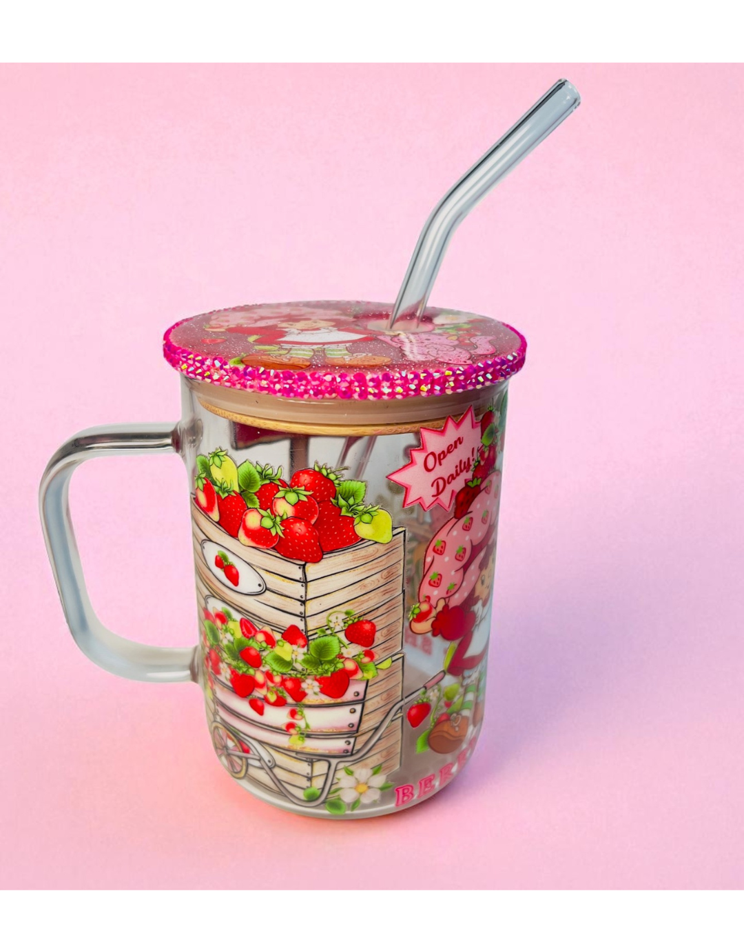 Strawberry Girl 17oz Mug/Rhinestone Lid