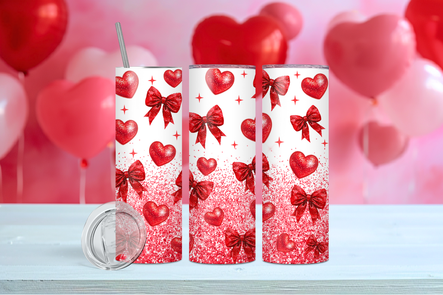 Red Hearts & Bows 20 oz Tumbler