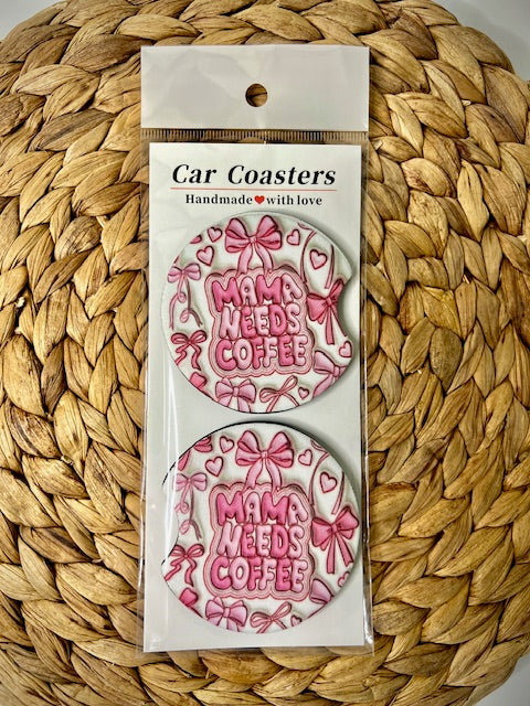 3D Inflated Mama Needs Coffee Car Coasters