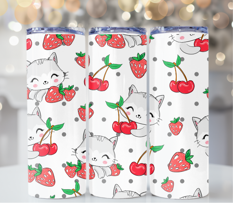 Cats Strawberries & Cherries 20 oz Tumbler