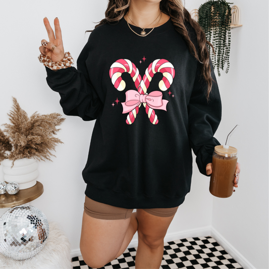 Candy Cane Bow Sweatshirt