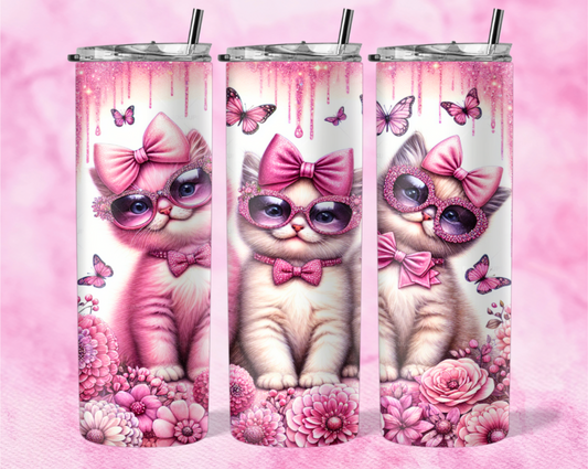 Cut Girly Cats with Pink Bows 20 oz Tumbler