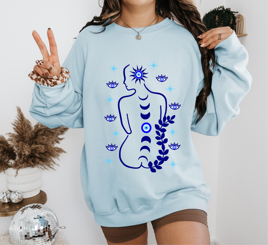 Graceful Evil Eye Sweatshirt (Blue)