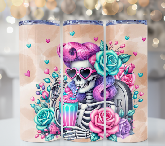 Floral Skeleton Girl 20 oz Tumbler