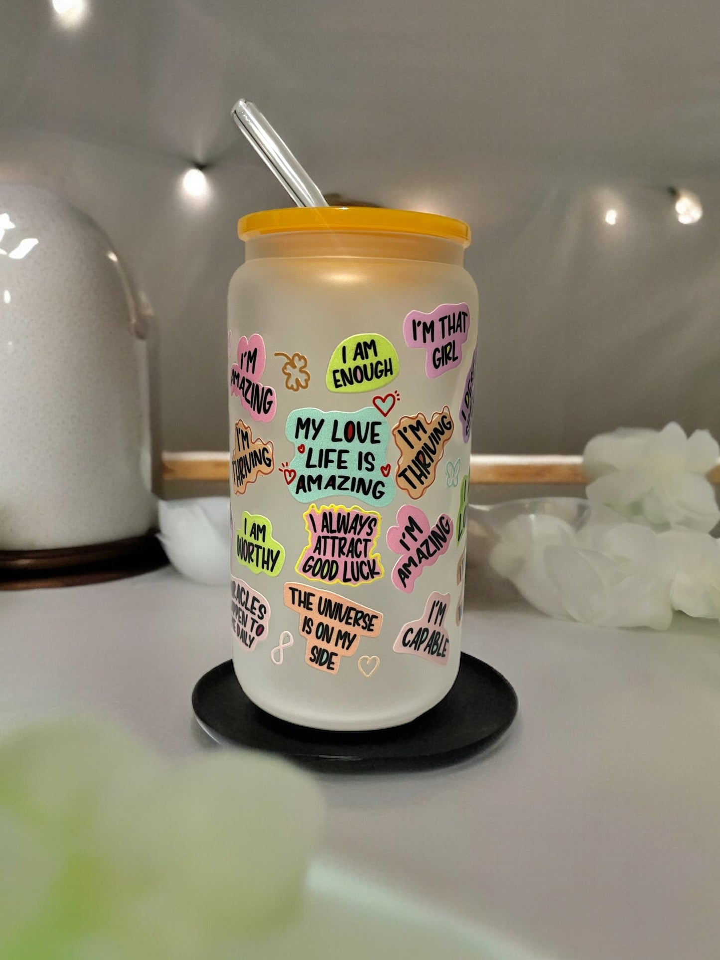 Lucky Girl Syndrome 16 oz Frosted Glass Cup