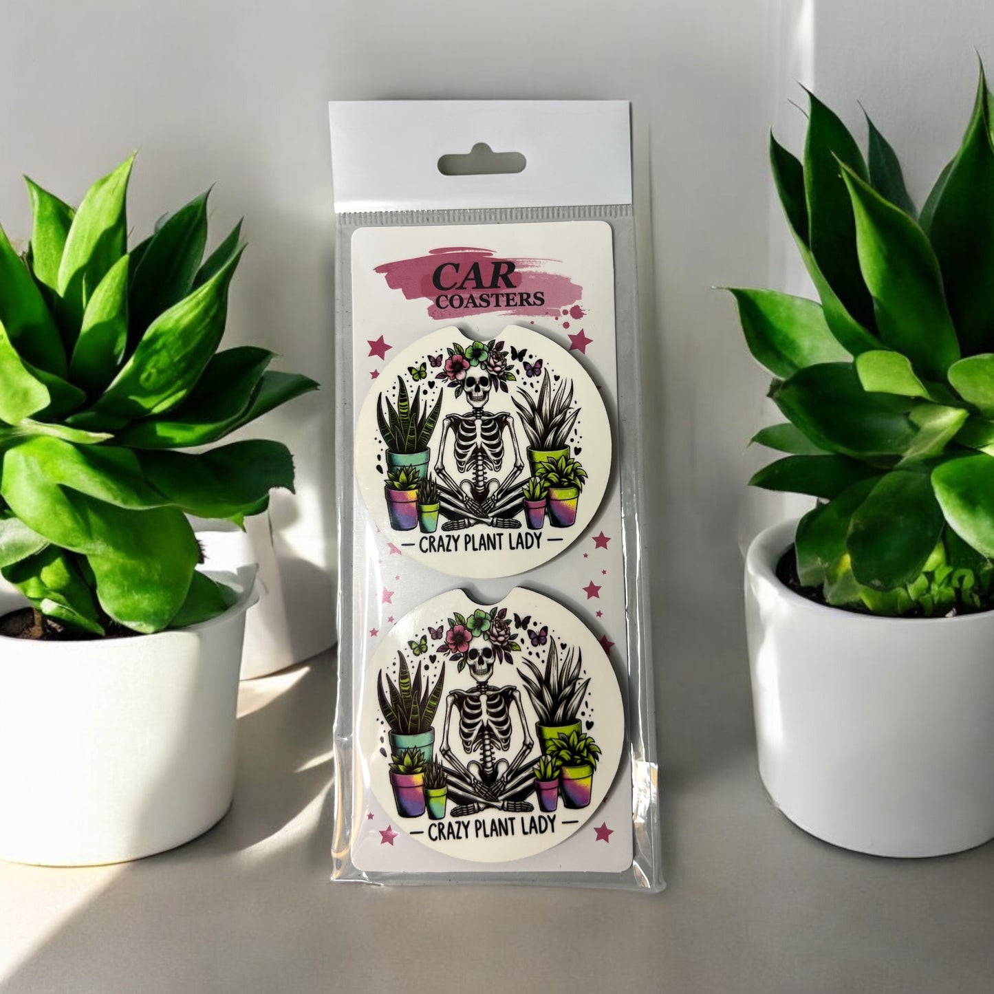 Crazy Plant Lady Car Coasters