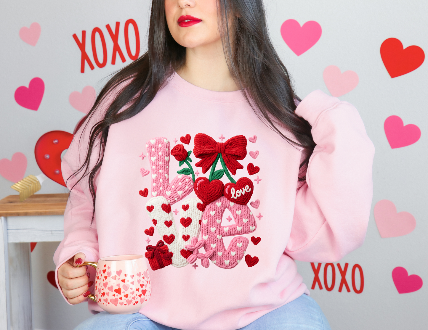 Faux Yarn Love Valentine Sweatshirt