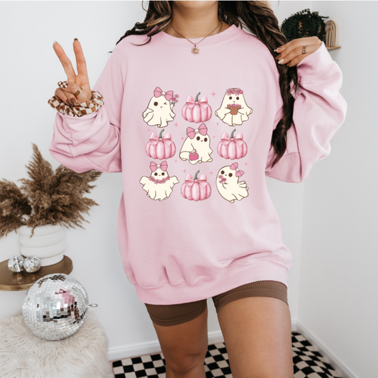 Girly Ghost & Pink Pumpkin Sweatshirt