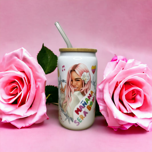 Karol G New Album Cover Manana Sera Bonito 16 oz Glass Cup