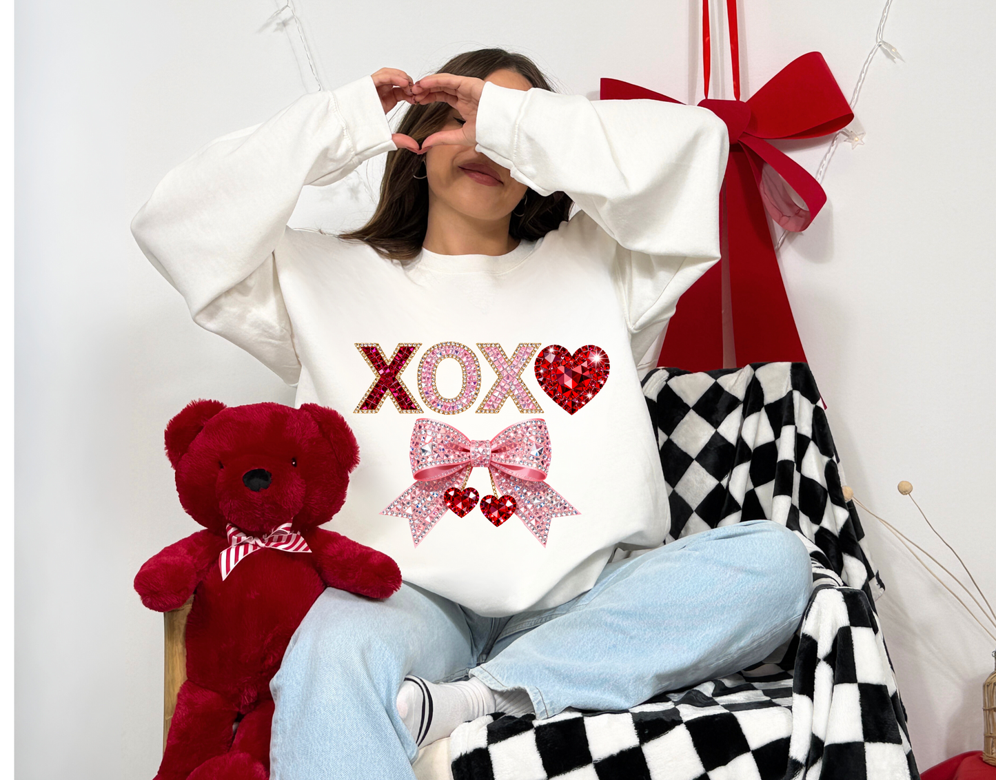 Faux Rhinestone XOXO Valentine Sweatshirt