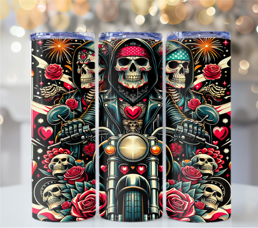 Skeleton Biker Dudes 20 oz Tumbler