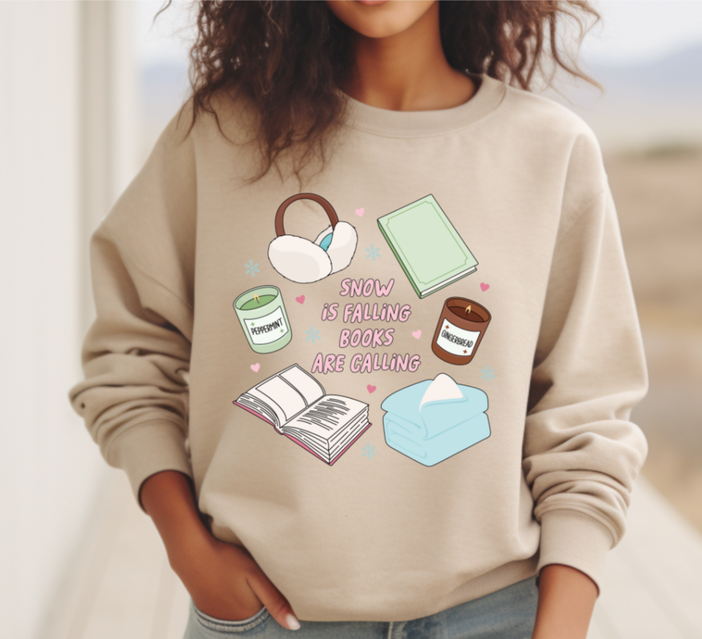 Snow Is Falling Books Are Calling Sweatshirt