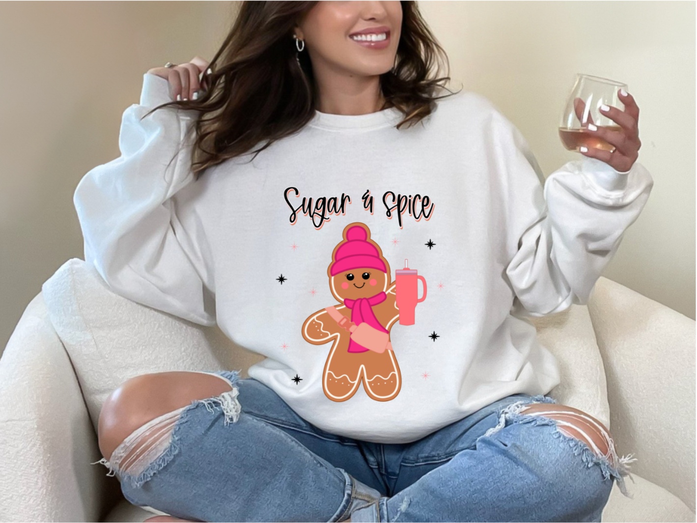 Sugar&Spice Gingerbread Pink Hat Sweatshirt