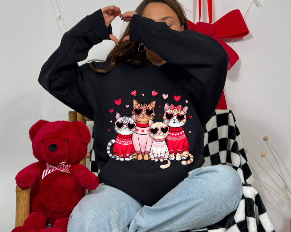 Valentine Cats Sweatshirt