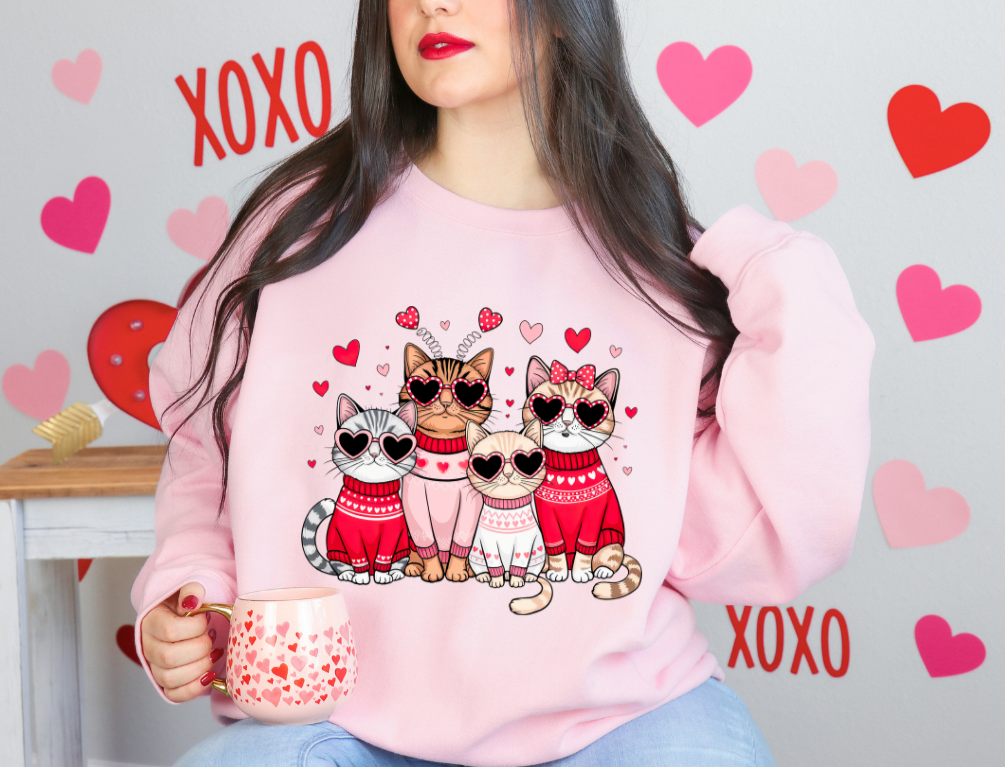 Valentine Cats Sweatshirt