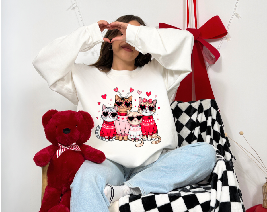 Valentine Cats Sweatshirt