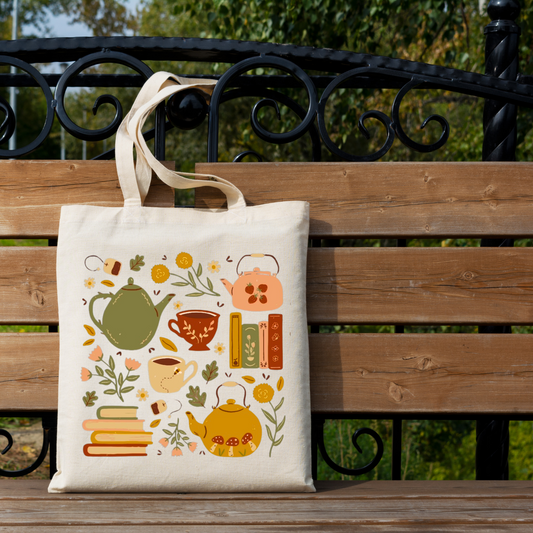 Wild Flower Tea Bookish Lover Tote Bag