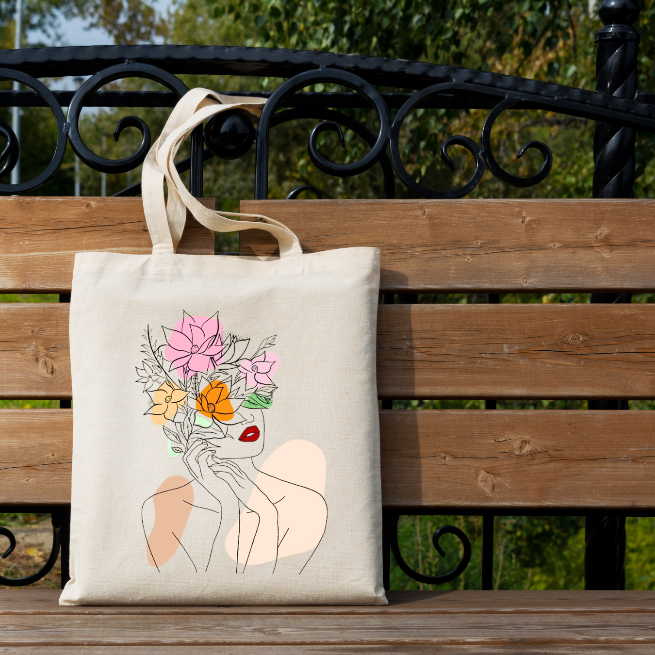 Woman Aesthetic Floral Tote Bag